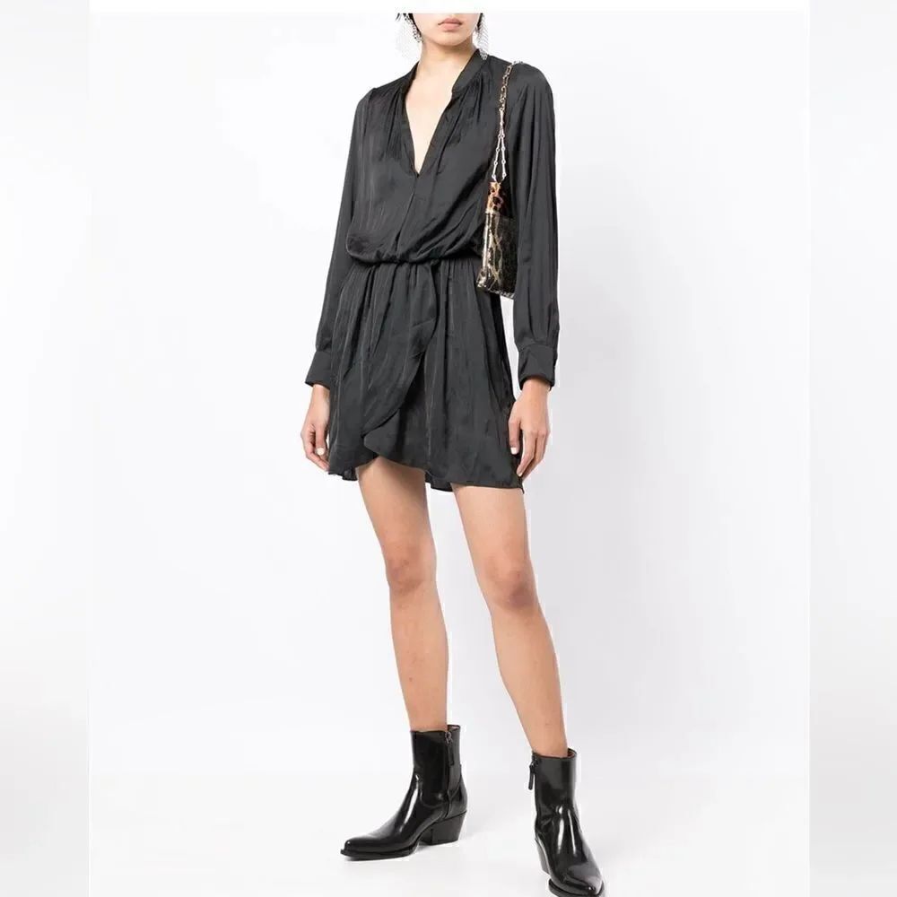 Zadig &Voltaire Rinka satin minidress in Black Small New FLAWED